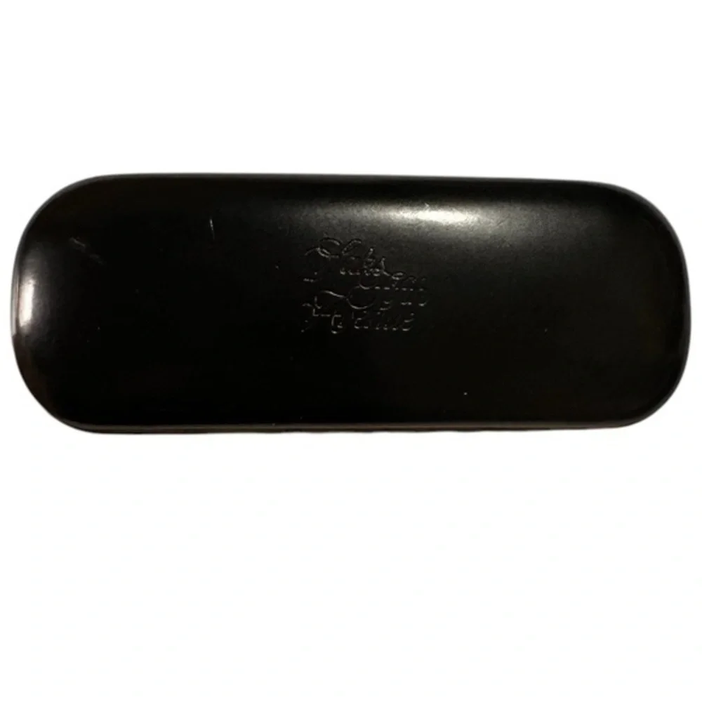 SAKS FIFTH🔥AVENUE Designer Black Leather Hard Clam Shell Eyeglass Sunglass Case